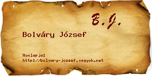 Bolváry József névjegykártya